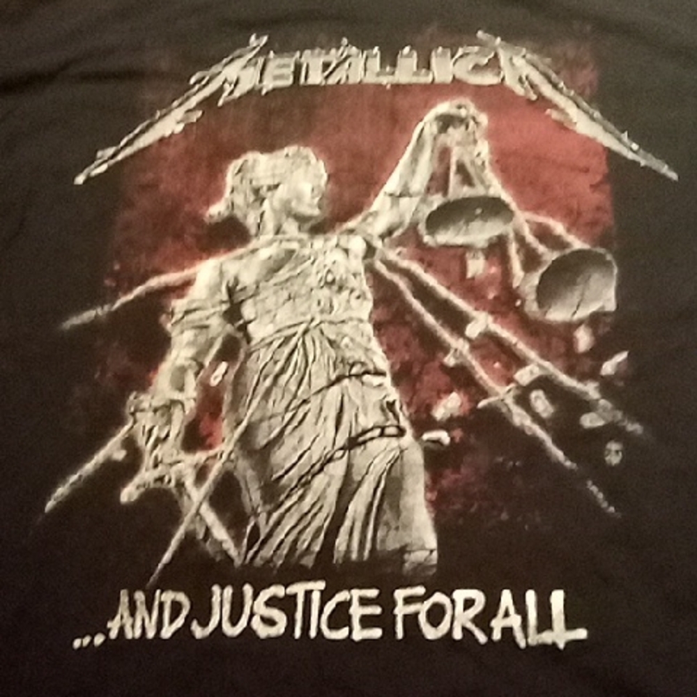 Men's Black XL Vintage Metallica And Justice For All Band Shirt Concert Music